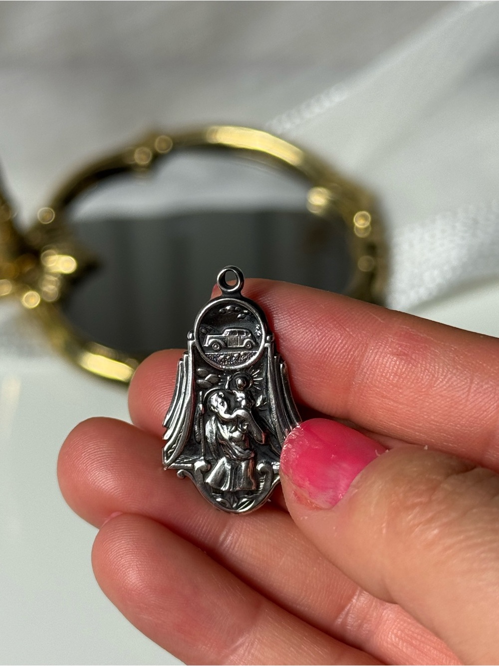 Sterling Silver Religious Medal Pendant - Silver St. Christopher